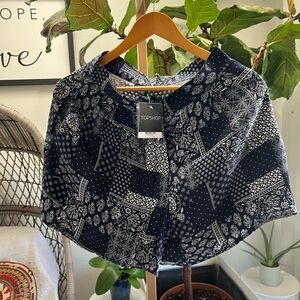 Topshop Geometric Navy and White Shorts